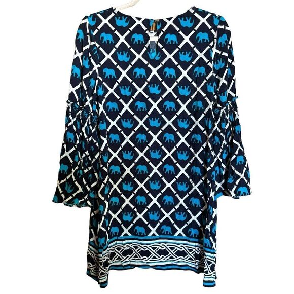 Crown & Ivy Tunic Dress Womens 4 Multicolor Elephant Novelty Print Boho - Picture 6 of 9